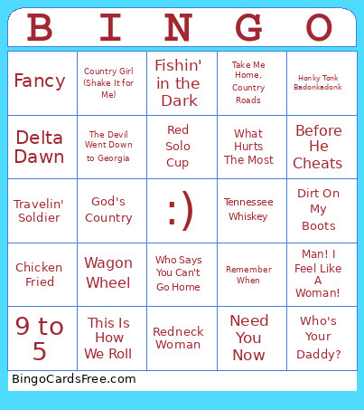 Country Round Bingo Card