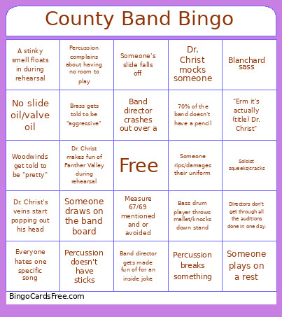 County Band Bingo Card
