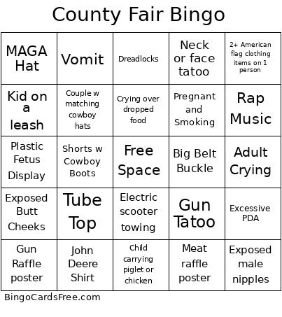 County Fair Bingo Card