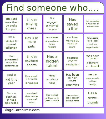 Cour Holiday Part '25 Bingo Card