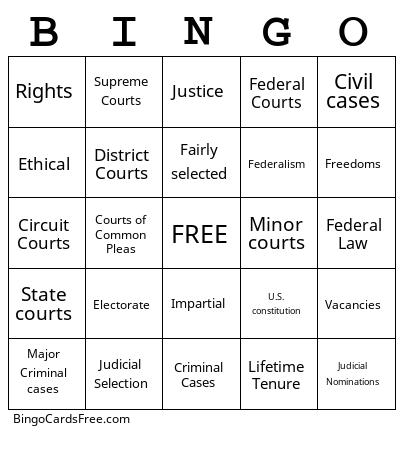 Courts Matter Bingo Cards Free Pdf Printable Game, Title: BINGO