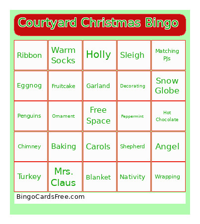 Courtyard Christmas Bingo Card