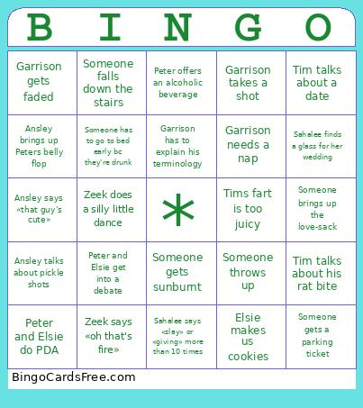 Cousin Trip Bingo