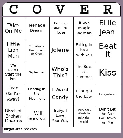 Covers Music Bingo Card