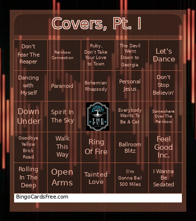 Covers, Pt. I Bingo Card