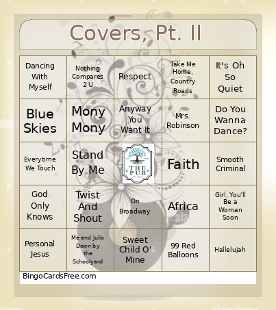 Covers, Pt. II Bingo Card