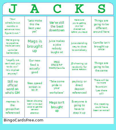 Cowboys Bingo Card
