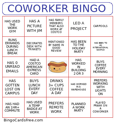 COWORKER Bingo Card