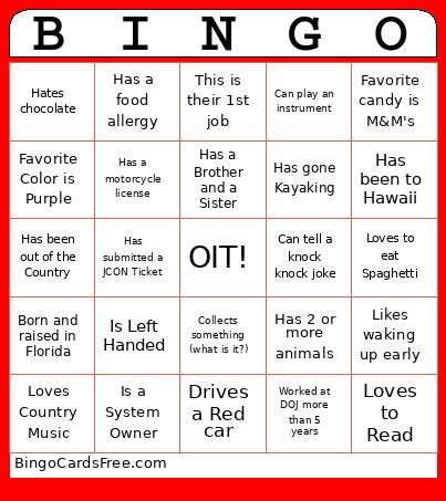 Coworker Bingo