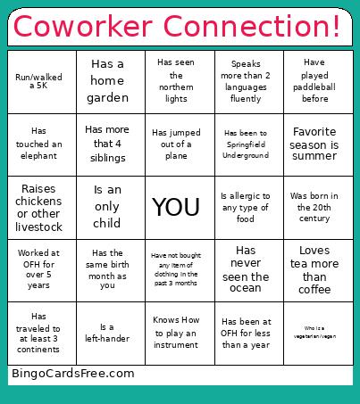 Coworker Connection! Bingo