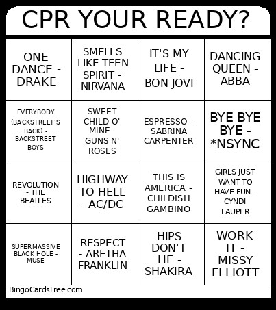 CPR YOUR READY? Bingo Card