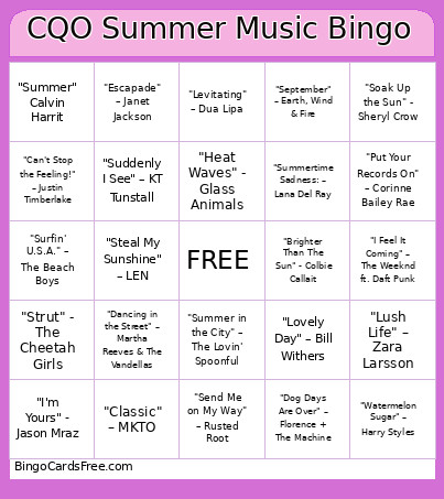 CQO Summer Music Bingo Card