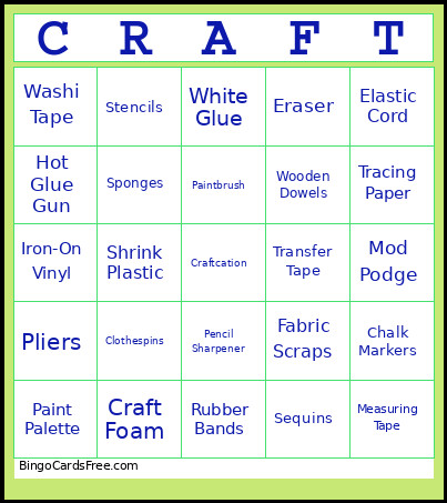 Crafty Bingo Card