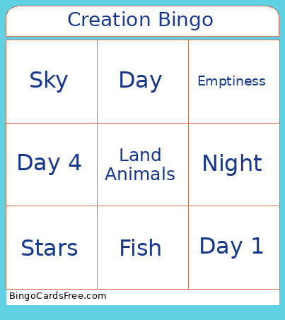 Creation Bingo Card