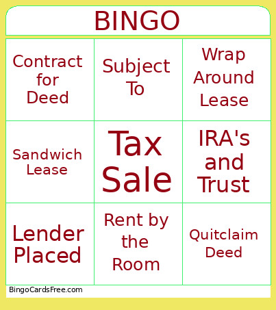 Creative Investments Bingo Card