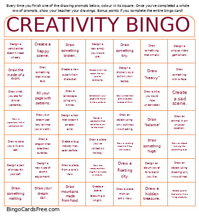 CREATIVITY Bingo Card