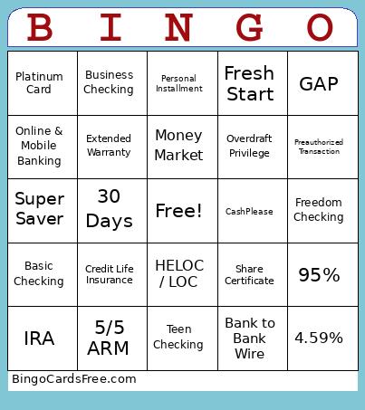Credit Union Bingo