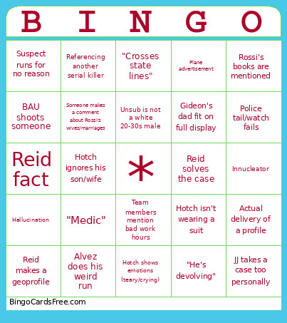 Criminal Minds Bingo Card
