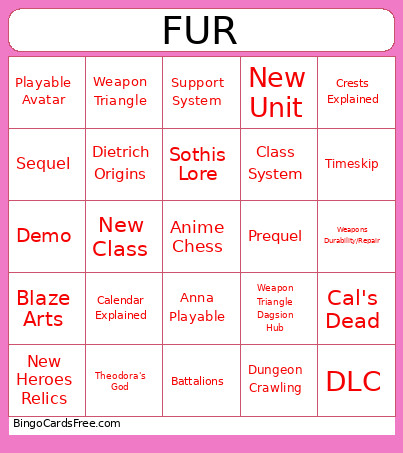 Cringe Anime Chess Bingo Card