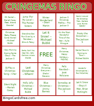 CRINGEMAS Bingo Card
