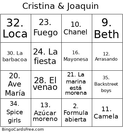 Cristina & Joaquin Bingo
