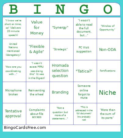 Critical Discussion Points Bingo Card