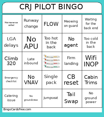 CRJ PILOT Bingo Card