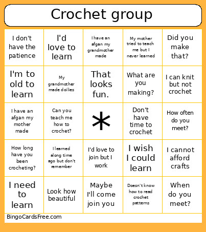 Crochet Group Bingo Card