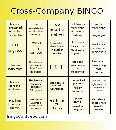 Cross-Company Human Bingo Card