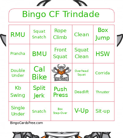 Crossfit Movements Bingo Card