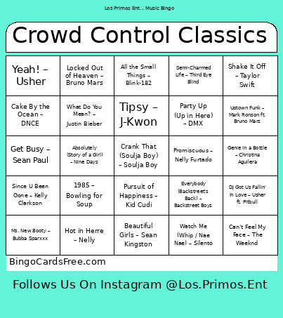 Crowd Control Classics Bingo Card