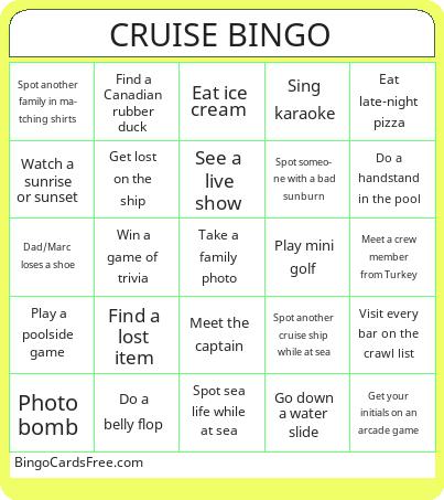 Cruise Bingo