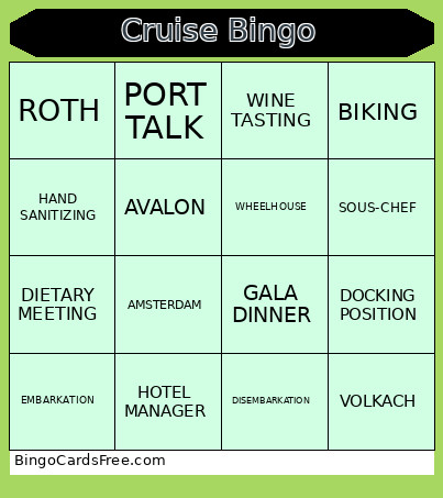 Cruise 2 Bingo Card