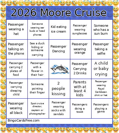 Cruise 2026 Bingo Card