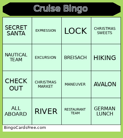 Cruise Bingo Card