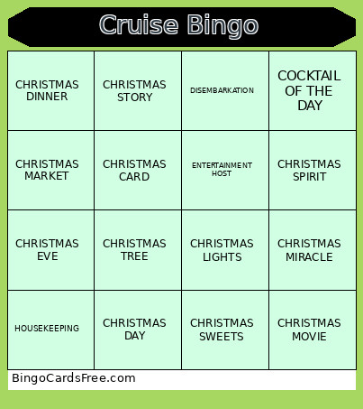 Cruise Bingo Card