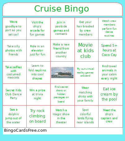 Cruise Bingo Card