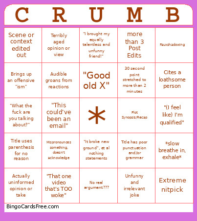CRUMB Bingo Card