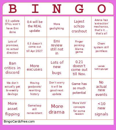 CrushCorp Bingo Card