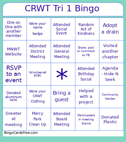 CRWT Tri 1 Bingo Card