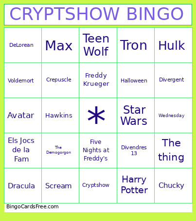 CRYPTSHOW Bingo Card