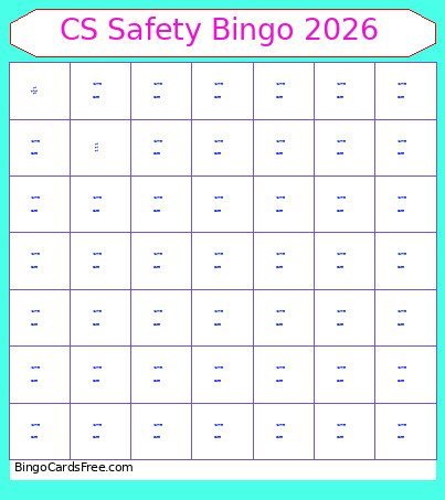CS Safety 2026 Bingo Card