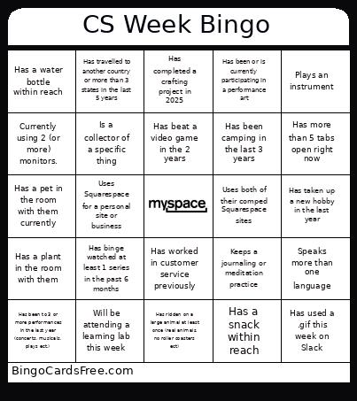 CS Week Bingo
