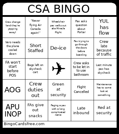 Csa Bingo Card
