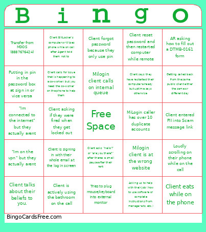 CSC AGENT Bingo Card