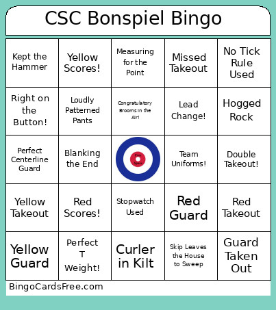 CSC Bonspiel Bingo Card