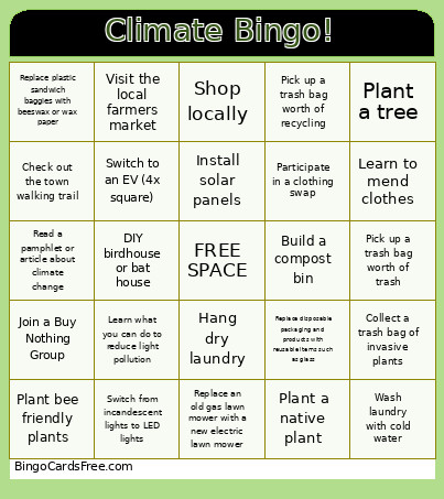 CSC Climate Bingo Card