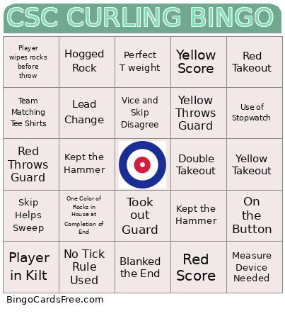 CSC CURLING Bingo Card