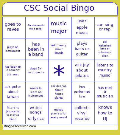 CSC Social Bingo Card