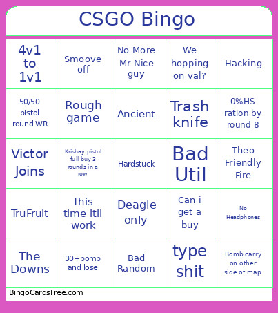 CSGO Bingo Card